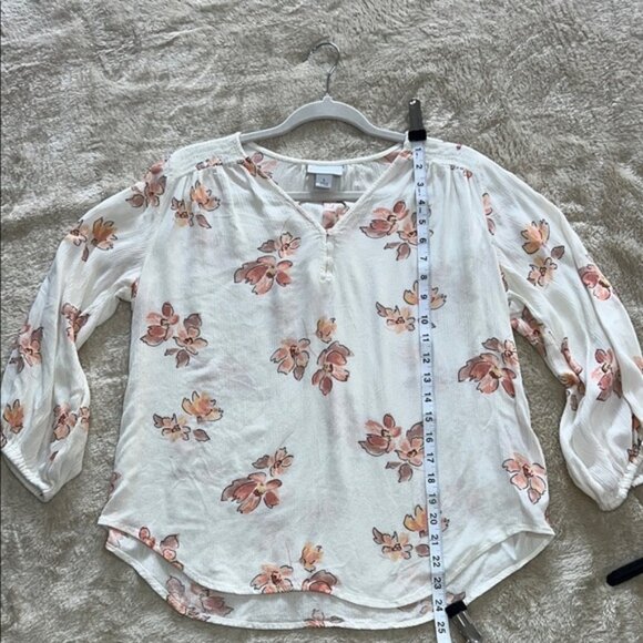 Liz Claiborne Multicolored 3/4 Sleeve Blouse with Mandarin Collar - Picture 3 of 7